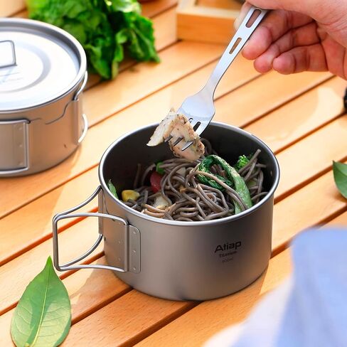 وعاء من التيتانيوم مع مقبض قابل للطي، وعاء أدوات مائدة للطهي من التيتانيوم بجدار واحد مع مقبض قابل للطي للتخييم في الهواء الطلق والتنزه سيرًا على الأقدام (450 مل مع غطاء) in Kuwait