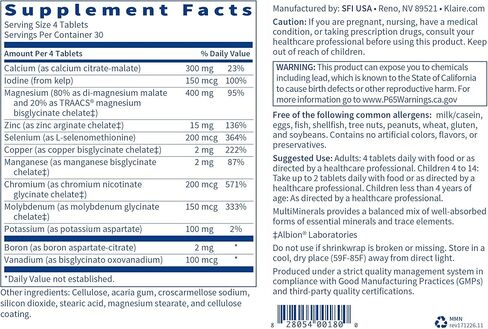 مركب Klaire Labs المعدني فقط - تركيبة TRAACS المتعددة المعادن، مزيج مخلبي ولا يسبب الحساسية بدون حديد (120 قرصًا) in Kuwait