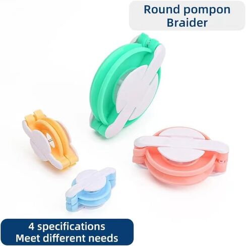 Pom Pom Maker,Pom pom Knitting Loom Kit Fluff Ball Weaver Needle Craft DIY Knitting Crochet Craft Tool Kit,4 Sizes Pompom Maker Tool Set +1PS Scissors in Kuwait