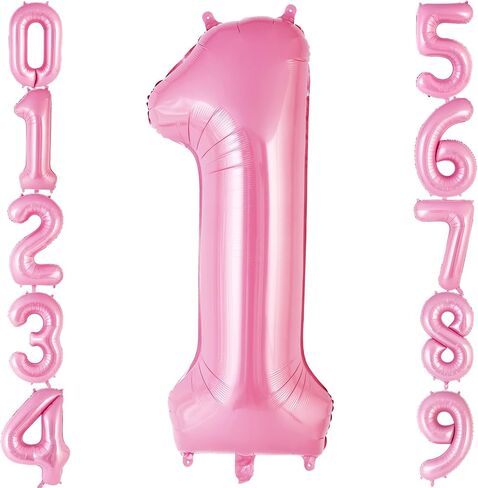 Pink Number 1 Balloon 40 Inch, Big Large Foil Helium Number Balloons, Jumbo Giant Mylar Number 1 Balloons for 1st first Birthday Party Decorations Supplies Anniversary Celebration in Saudi Arabia