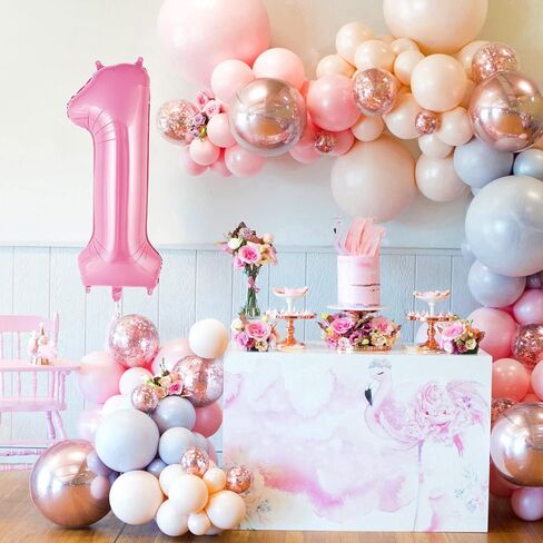 Pink Number 1 Balloon 40 Inch, Big Large Foil Helium Number Balloons, Jumbo Giant Mylar Number 1 Balloons for 1st first Birthday Party Decorations Supplies Anniversary Celebration in Saudi Arabia
