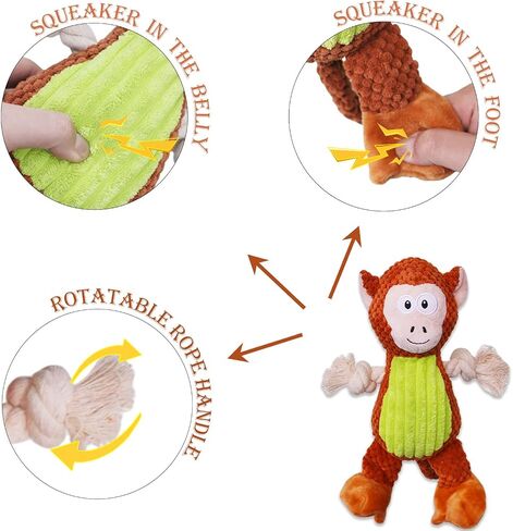 Durable Squeaky Plush Stuffed Dog Toy Dogs - Monkey in Saudi Arabia
