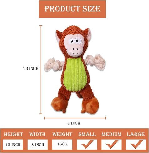 Durable Squeaky Plush Stuffed Dog Toy Dogs - Monkey in Saudi Arabia