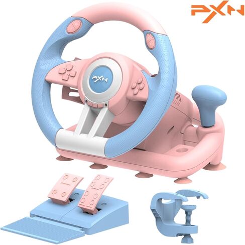 عجلة القيادة PXN Xbox V3II 180 درجة عجلة قيادة سباق الألعاب، مع دواسات خطية ومجاديف سباق لأجهزة Xbox Series X|S، PC، PS4، Xbox One، Switch - أسود in Kuwait