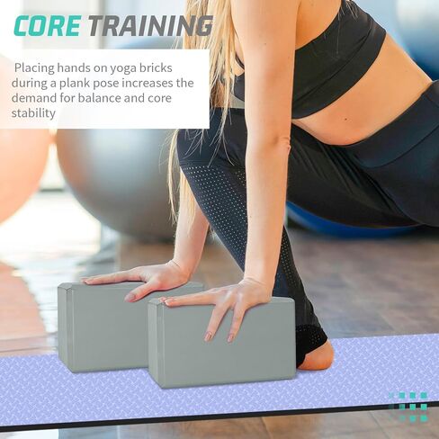 Yoga Block, Yoga Bricks Supportive Latex-Free EVA Foam, Soft Non-Slip Exercise Blocks, Yoga Accessories for Pilates, Meditation, Balance, Stretching and Deep Poses in Kuwait
