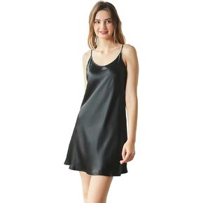 THXSILK 6A+ 100% Mulberry Silk Nightgown for Women, 22 Momme Sexy Silk Slip Dress, Round Neck Short Sleepwear in Kuwait