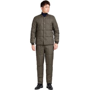 Men Down Thermal Underwear Set, Winter Thicken Warm Ultra Base Layer Top & Bottom (Amy Green, L) in Saudi Arabia
