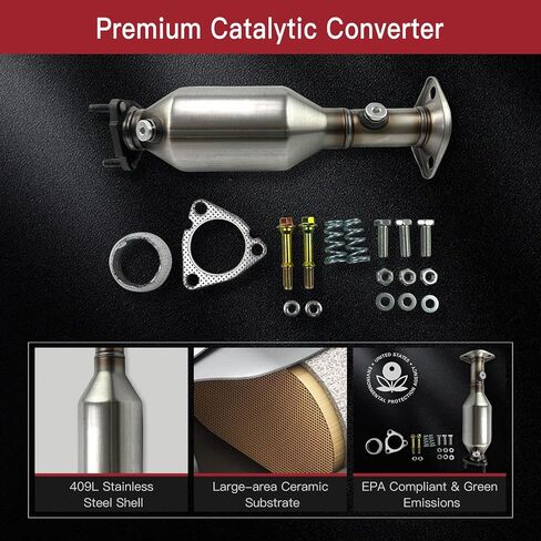 16590 Front Direct Fit Convalter Converter متوافق مع Acura 2009-2014 TSX ؛ Honda 2008-2012 Accord L4 2.4L ، يستبدل المحول الحفاز العالي التدفق 641499 ، W/Gasket Kit ، EPA Compliant in Kuwait