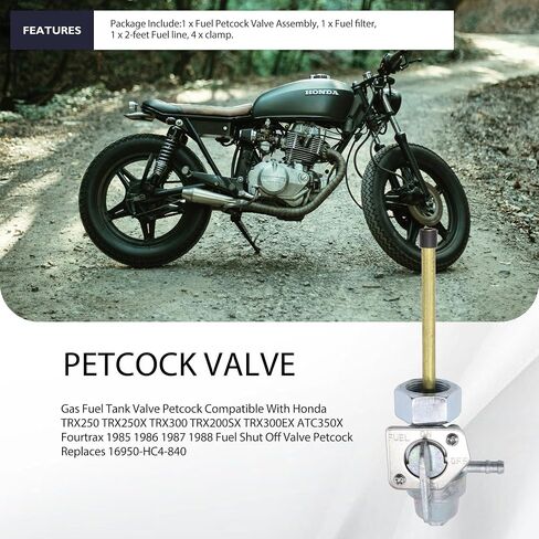 صمام خزان وقود الغاز Petcock متوافق مع Honda Trx250 Trx250x Trx300 Trx200SX Trx300ex ATC350X Fourtrax 1985 1986 1987 1988 Fuel Off Valve Petcock استبدال 16950-HC4-840 in Kuwait