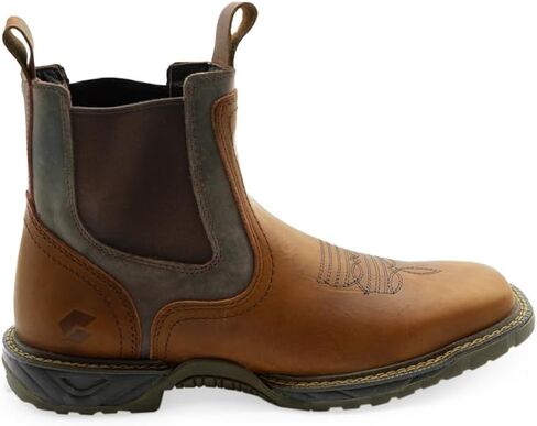 CEBU Men's BC Thunder Soft Toe Chelsea Work Boot – Lightweight Pull-On Mid-Duty EVA Sole, Flexible and Durable, Handcrafted Leather Boot in Kuwait