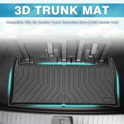 Mixsuper Cargo Liner for Kia Carnival MPV 2022-2024 (Non-Hybrid Models Only) Rear Trunk Liner for Carnival Accessories All Weather Cargo Trunk Mat Behind The 3rd Row Black in Kuwait