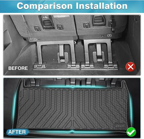 Mixsuper Cargo Liner for Kia Carnival MPV 2022-2024 (Non-Hybrid Models Only) Rear Trunk Liner for Carnival Accessories All Weather Cargo Trunk Mat Behind The 3rd Row Black in Kuwait