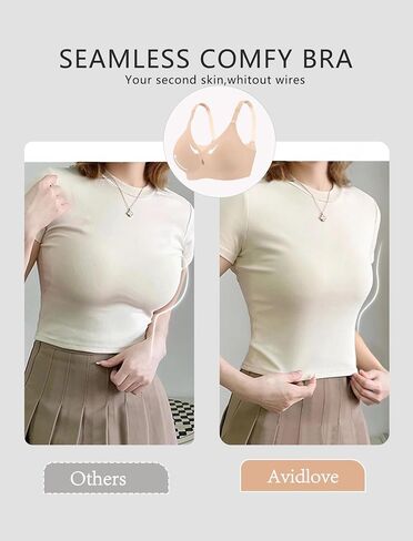 Avidlove Wireless Seamless Bras for Women No Underwire Padded Bra Full Coverage Comfortable Bras V Neck Everyday Bra in Saudi Arabia