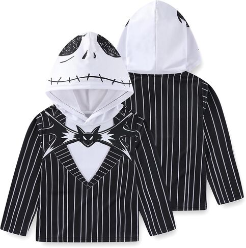 Disney Nightmare Before Christmas Jack Skellington Boys Long Sleeve Hooded Shirt for Big Kids in Saudi Arabia