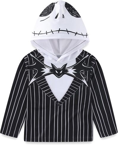 Disney Nightmare Before Christmas Jack Skellington Boys Long Sleeve Hooded Shirt for Big Kids in Saudi Arabia