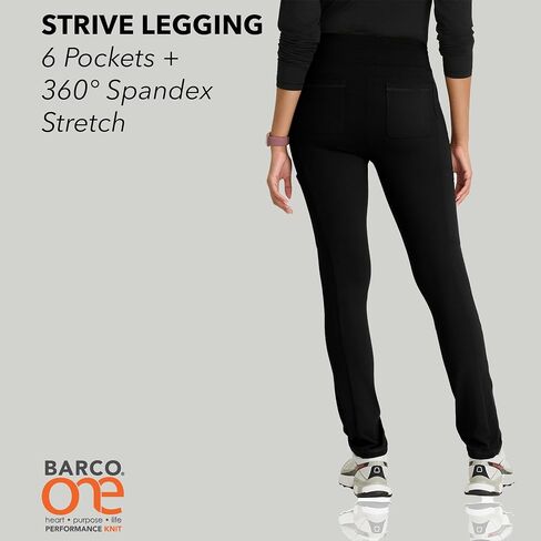 Barco One Performance متماسكة ، سابقة سابقة للنساء-سراويل أسود ، 6 جيبات متوسطة الارتفاع مع امتداد 360 spandex in Saudi Arabia