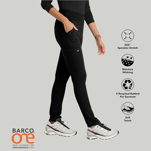 Barco One Performance متماسكة ، سابقة سابقة للنساء-سراويل أسود ، 6 جيبات متوسطة الارتفاع مع امتداد 360 spandex in Saudi Arabia