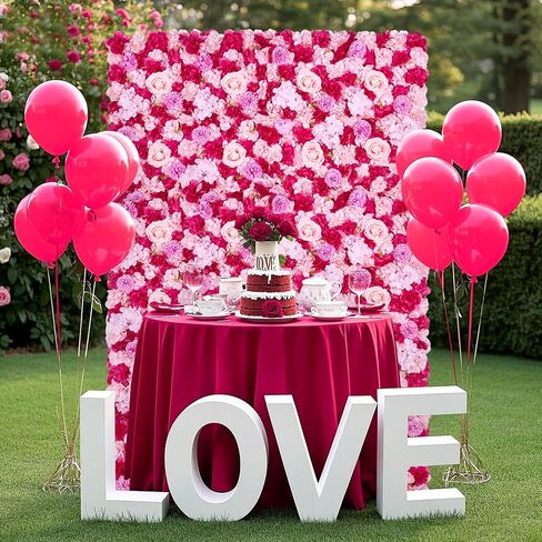 MoKoHouse White Backdrop Flower Wall Panels: 3D Artificial Silk Floral Wall Panels for Wedding Birthday Decorations 24 Packs 15x15 Inches in Kuwait