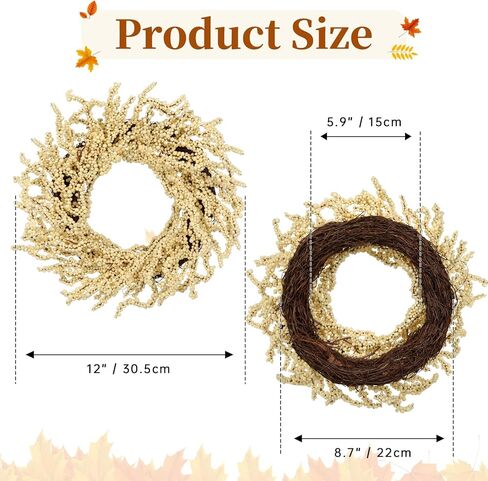 إكليل عيد الميلاد الرائع مقاس 20 بوصة للأبواب، إكليل عيد الميلاد الاصطناعي مع مخاريط الصنوبر وشرائح برتقالية وعصي القرفة لعيد الميلاد في مزرعة جدار غرفة المطبخ وطاولة داخلية لتزيين الشرفة الخارجية in Kuwait