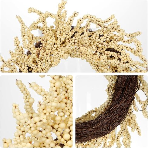 إكليل عيد الميلاد الرائع مقاس 20 بوصة للأبواب، إكليل عيد الميلاد الاصطناعي مع مخاريط الصنوبر وشرائح برتقالية وعصي القرفة لعيد الميلاد في مزرعة جدار غرفة المطبخ وطاولة داخلية لتزيين الشرفة الخارجية in Kuwait