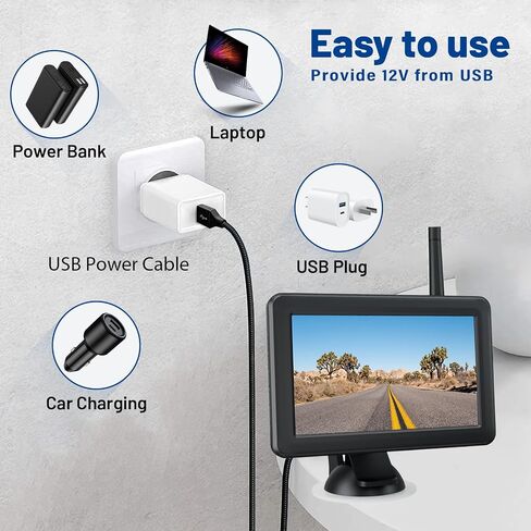 EWAY 2pcs USB to DC Car Charger Cable for Furrion FOS07TADS Vision S Monitor Power Supply Cord Replacement for FOS48TA-BL FOS48TAPK-BL Hitch Wireless Backup Camera 7 inch Screen Display Charging Cable in Saudi Arabia