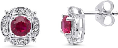 BERRICLE Sterling Silver Flower Cubic Zirconia CZ Halo Anniversary Stud Earrings for Women, Rhodium Plated in Saudi Arabia