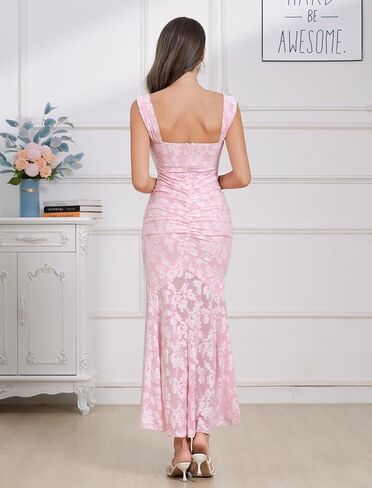 نساء الأزهار جاكار روكيد حورية البحر حافة الجسم bodycon cami maxi فستان الخروج in Kuwait