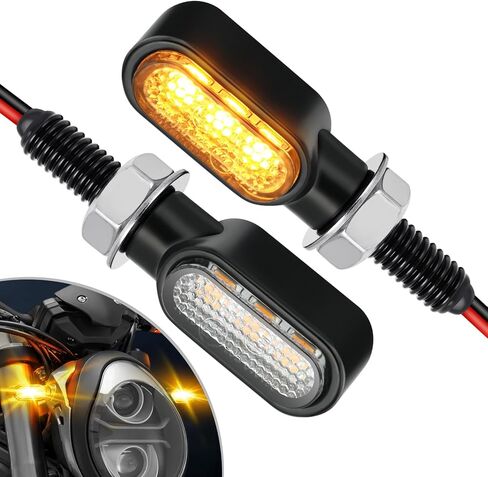 Benlari 2pcs دراجة نارية Mini LED إشارات مع مصابيح الجري ، وضوء فرامل الإشارة الأمامية والخلفية 12 فولت مناسبة لهارلي هوندا سوزيكي ياماها كاواساكي (دخان) in Kuwait