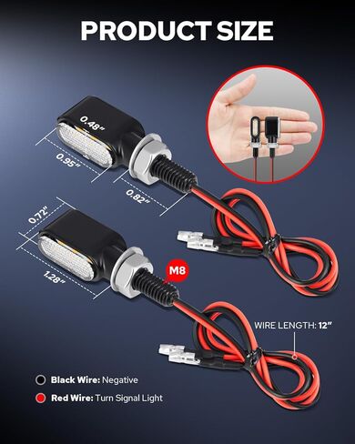 Benlari 2pcs دراجة نارية Mini LED إشارات مع مصابيح الجري ، وضوء فرامل الإشارة الأمامية والخلفية 12 فولت مناسبة لهارلي هوندا سوزيكي ياماها كاواساكي (دخان) in Kuwait