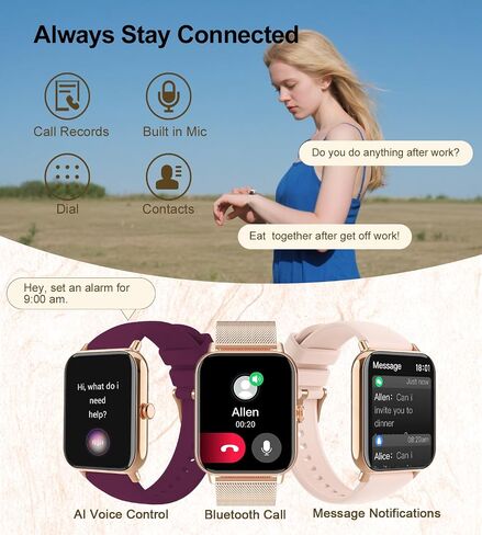 Smart Watch for Women with Bluetooth Call Answer/Dail,1.85" DIY Dial Fitness Watch with Heart Rate Sleep Monitor Step Counter Calorie Sports Modes Waterproof Women's Smart Watch for Android iOS in Saudi Arabia