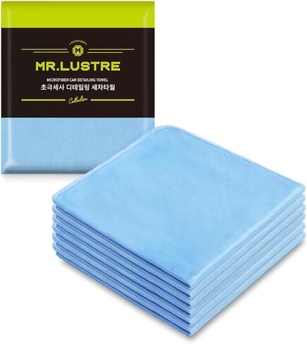 Mr. Lustre Microfiber Glass Cleaning Towels for Cars – 16 x 16 in, Ultra-Fine, Streak-Free, Lint-Free, Scratch-Free Auto Detailing Cloths, Window & Car Towel, Removes Water Spots, Blue (6-Pack) in Saudi Arabia