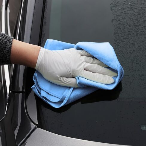 Mr. Lustre Microfiber Glass Cleaning Towels for Cars – 16 x 16 in, Ultra-Fine, Streak-Free, Lint-Free, Scratch-Free Auto Detailing Cloths, Window & Car Towel, Removes Water Spots, Blue (6-Pack) in Saudi Arabia