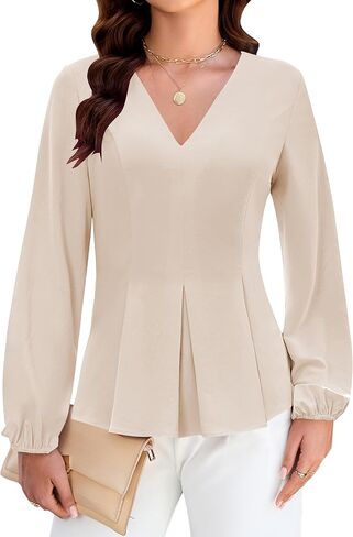 Blooming Jelly Womens Dressy Casual Peplum Tops Long Sleeve Work Blouses Trendy Dress Shirts Business Outfits 2025 in Saudi Arabia