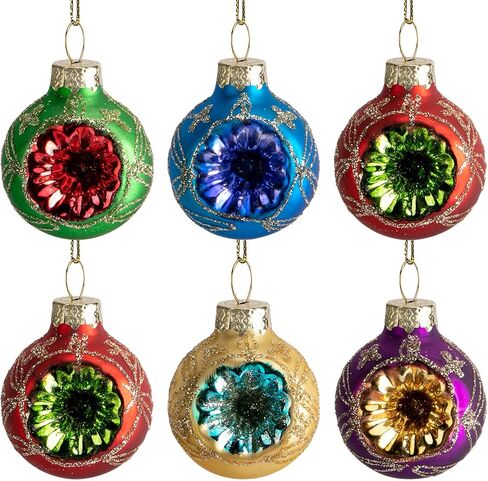 9 قطع زينة كرة عاكسة لعيد الميلاد، 1.6 بوصة زينة عاكسة زجاجية معلقة، كرة عاكسة زجاجية متعددة الألوان لتزيين شجرة عيد الميلاد العتيقة وديكور ترتيب الزهور in Kuwait
