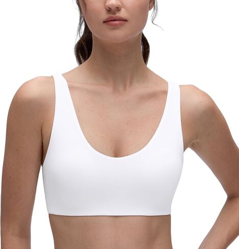 CRZ YOGA Butterluxe Soft Double Lined Sports Bras for Women Scoop Neck Adjustable Straps Yoga Crop Top Lounge Cami Non Padded in Saudi Arabia