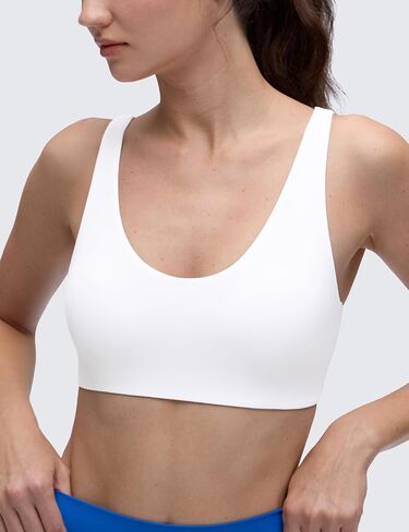 CRZ YOGA Butterluxe Soft Double Lined Sports Bras for Women Scoop Neck Adjustable Straps Yoga Crop Top Lounge Cami Non Padded in Saudi Arabia