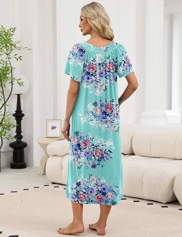 Ekouaer Long Nightgowns for Women Short Sleeve House Dress with Pockets Full Length Loungewear S-3XL in Saudi Arabia