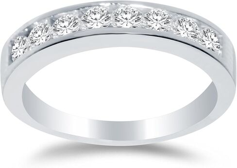 صلبة 14K الذهب الأبيض 3.5 ملم جولة قطع ثمانية الحجر الخاتم حلقة الزفاف فرقة الزفاف CZ مكعب Zirconia 3/4 CTTW. in Saudi Arabia