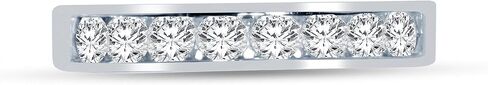صلبة 14K الذهب الأبيض 3.5 ملم جولة قطع ثمانية الحجر الخاتم حلقة الزفاف فرقة الزفاف CZ مكعب Zirconia 3/4 CTTW. in Saudi Arabia