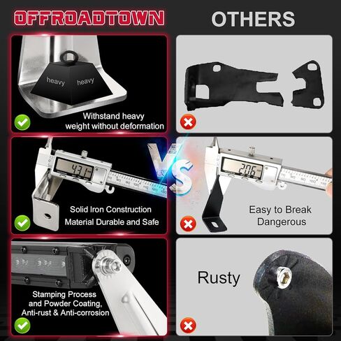 OFFROADTOWN Light Bar Mounting Brackets Universal LED Bar Side Mounts Bracket Kits for Straight or Curved Led Light Bar 2 Pack Adjustable Light bar mounts for Truck Jeep Pickup Offroad UTV ATV in Saudi Arabia
