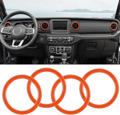 4PCS Interior Trim Kit Dashboard Air Conditioner Vent Ring Trim Ring Cover Interior Accessories Compatible with Jeep Wrangler 2018-2023 JL & 2020-2023 Gladiator JT (Yellow) in Saudi Arabia