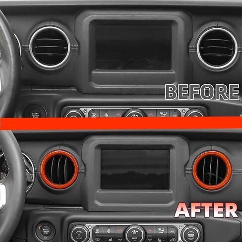 4PCS Interior Trim Kit Dashboard Air Conditioner Vent Ring Trim Ring Cover Interior Accessories Compatible with Jeep Wrangler 2018-2023 JL & 2020-2023 Gladiator JT (Yellow) in Saudi Arabia