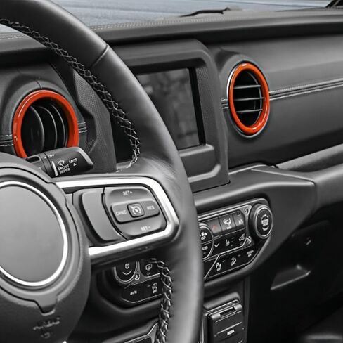 4PCS Interior Trim Kit Dashboard Air Conditioner Vent Ring Trim Ring Cover Interior Accessories Compatible with Jeep Wrangler 2018-2023 JL & 2020-2023 Gladiator JT (Yellow) in Saudi Arabia