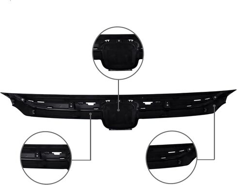 PartsFlow Front Bumper Grille Upper Grill With Trim Glossy Black Sport Style For 2018 2019 2020 Honda Accord in Saudi Arabia