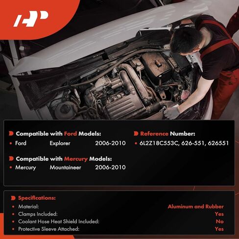 A-Premium Water Inlet HVAC HOSE HOSE LINE ASSEMBLY مع المشابك ، والأكمام الواقية المرفقة والسخان الإضافي المتوافق مع Ford Explorer & Mercury Mountainment ، 2006 2007 2008 2010 in Kuwait