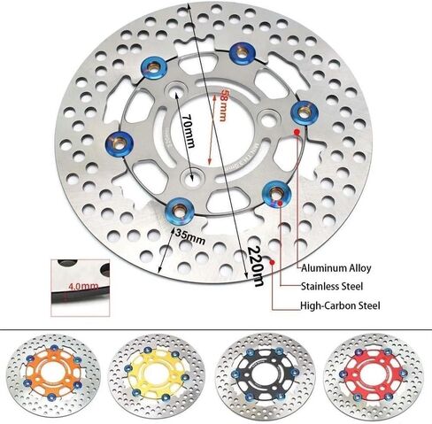Motorcycle Brake Disc Motorcycle Floating Disk Rotor Brake Caliper For Y&AMAHA For H&ONDA Universal 3 Hole Front Rear Wheel Scooters Disc Brake 220mm(Red 220mm) in Saudi Arabia