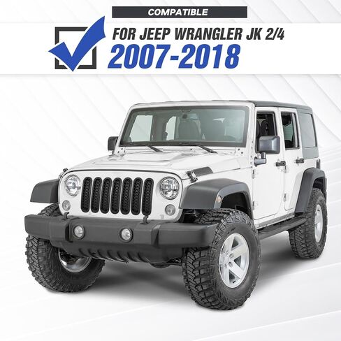 8PCS Grill Mesh Inserts Compatible with 2007-2018 Jeep JK Wrangler & Unlimited Wrangler Accessories, Front Grill Cover, Car Grill Mesh (7PCS Matte Black + 1PCS White) in Saudi Arabia