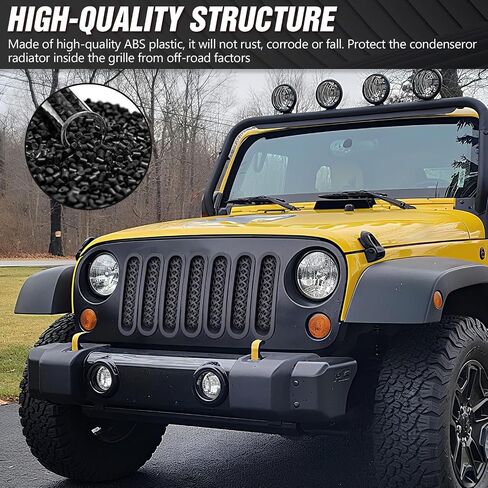 8PCS Grill Mesh Inserts Compatible with 2007-2018 Jeep JK Wrangler & Unlimited Wrangler Accessories, Front Grill Cover, Car Grill Mesh (7PCS Matte Black + 1PCS White) in Saudi Arabia