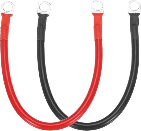 MECCANIXITY 2PCS 6AWG Gauge Battery Cable Wire 1ft Length 3/8" Diameter Positive and Negative Copper Alternator Connector Extender with SC Terminals for Car RV Golf Cart Marine, Red Black in Saudi Arabia