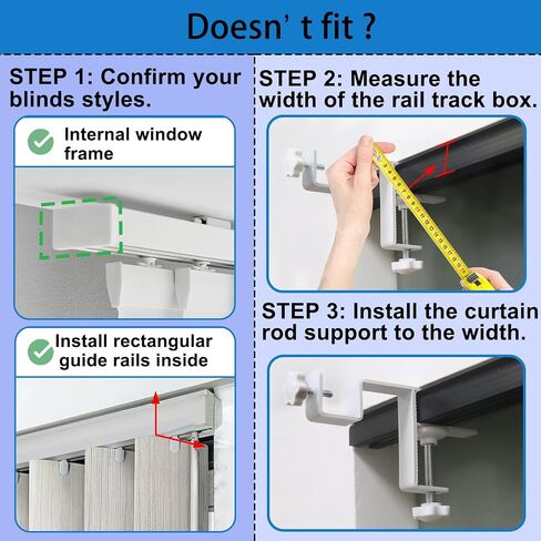Inside Integrated Blind Curtain Rod Bracket Set, 0.8-2.3 Inch Wide Track, Drill-Free Installation& Tool-Free, Includes Guide and Magnetic Curtain Buckle White 2pcs(US Patent Application) in Kuwait